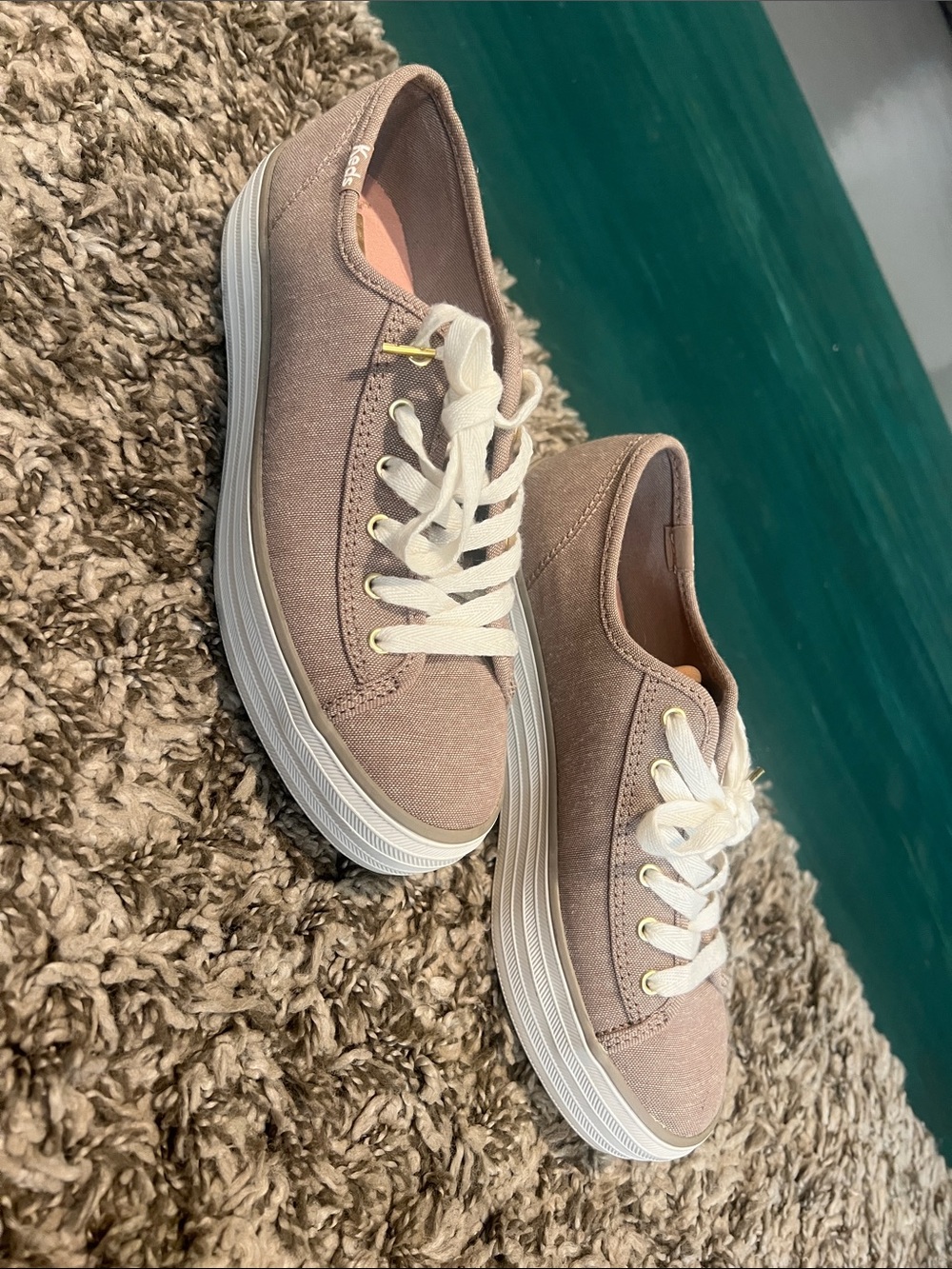 Keds Women's Canvas Sneakers in Dusty Rose with White Sole